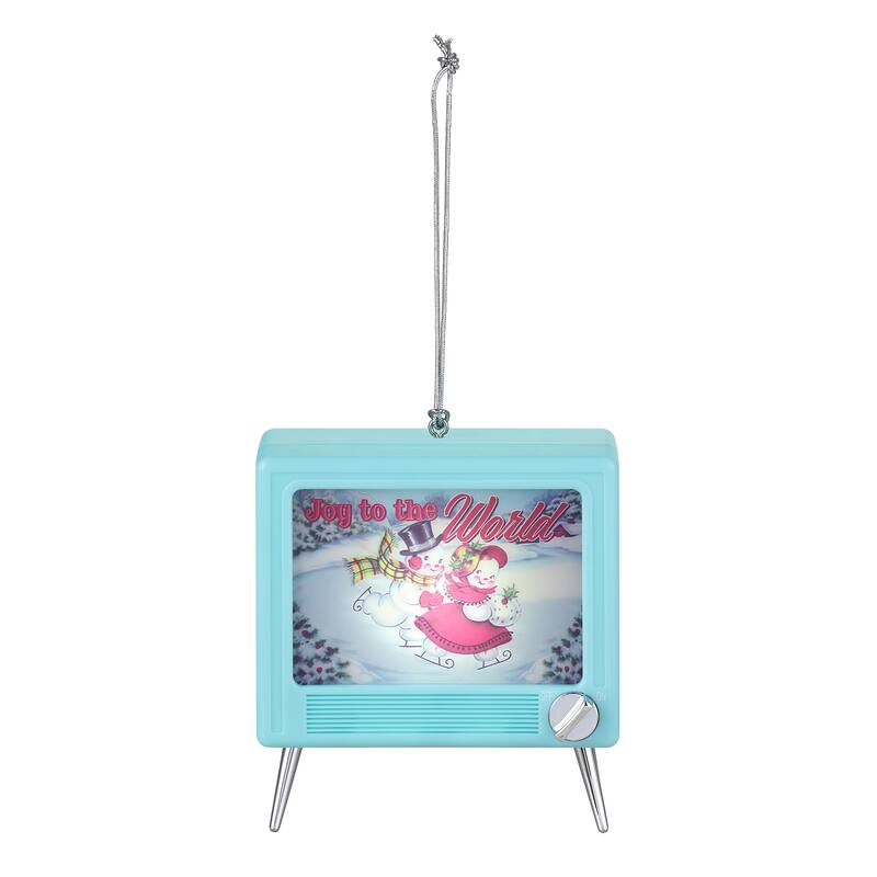 3.75" Musical LED TV Ornament - Teal