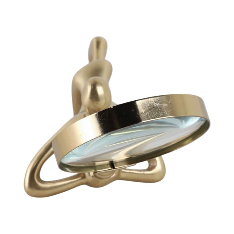 Glass Metal Decorative Object Human Figure Holding Magnifying Glass