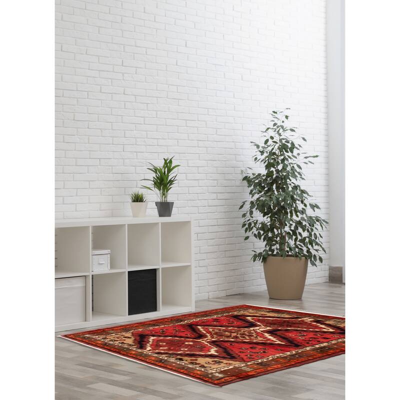 ECARPETGALLERY Hand-knotted Andelz Red Wool Rug - 3'2 x 4'6