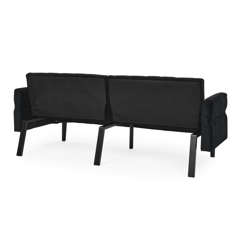 Convertible Futon Sofa Bed Couch,87" Inch Velvet Foam Futon,Modern Sleeper Sofa with Armrest for Living Room
