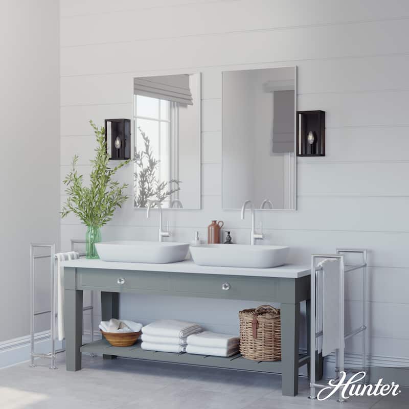Hunter Squire Manor 1-Light Wall Sconce - Hallway, Bathroom, Bedroom - Modern Farmhouse, Transitional - Damp Rated!