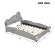 preview thumbnail 6 of 7, Full Size Velvet Platform Bed with Bear Headboard and Built-In Footboard Storage Pocket, Soft Upholstered Frame