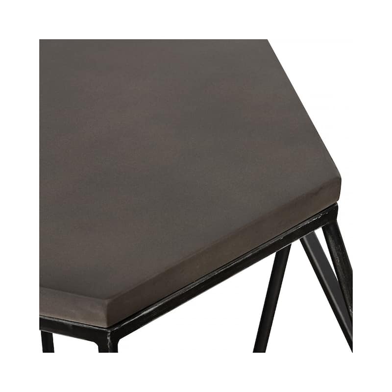 22 in. Gray and Black Rectangle Metal End Table, Sturdy Build End Side Table for Living Rooms
