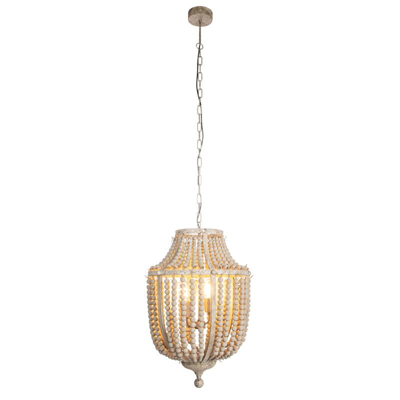 Metal and Draped Wood Bead Chandelier