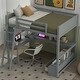 preview thumbnail 4 of 30, Full Size Loft Bed with Built-in L-Shaped Desk, LED Shelf Lighting, USB Charging Ports & Storage Bench, Drawers and Shelves