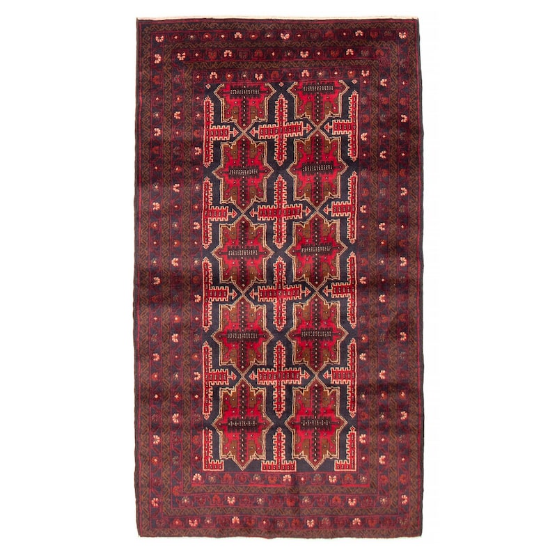 Teimani Red Rug 3'7" x 6'4" - 3'7 x 6'4 - Red - 3'7 x 6'4