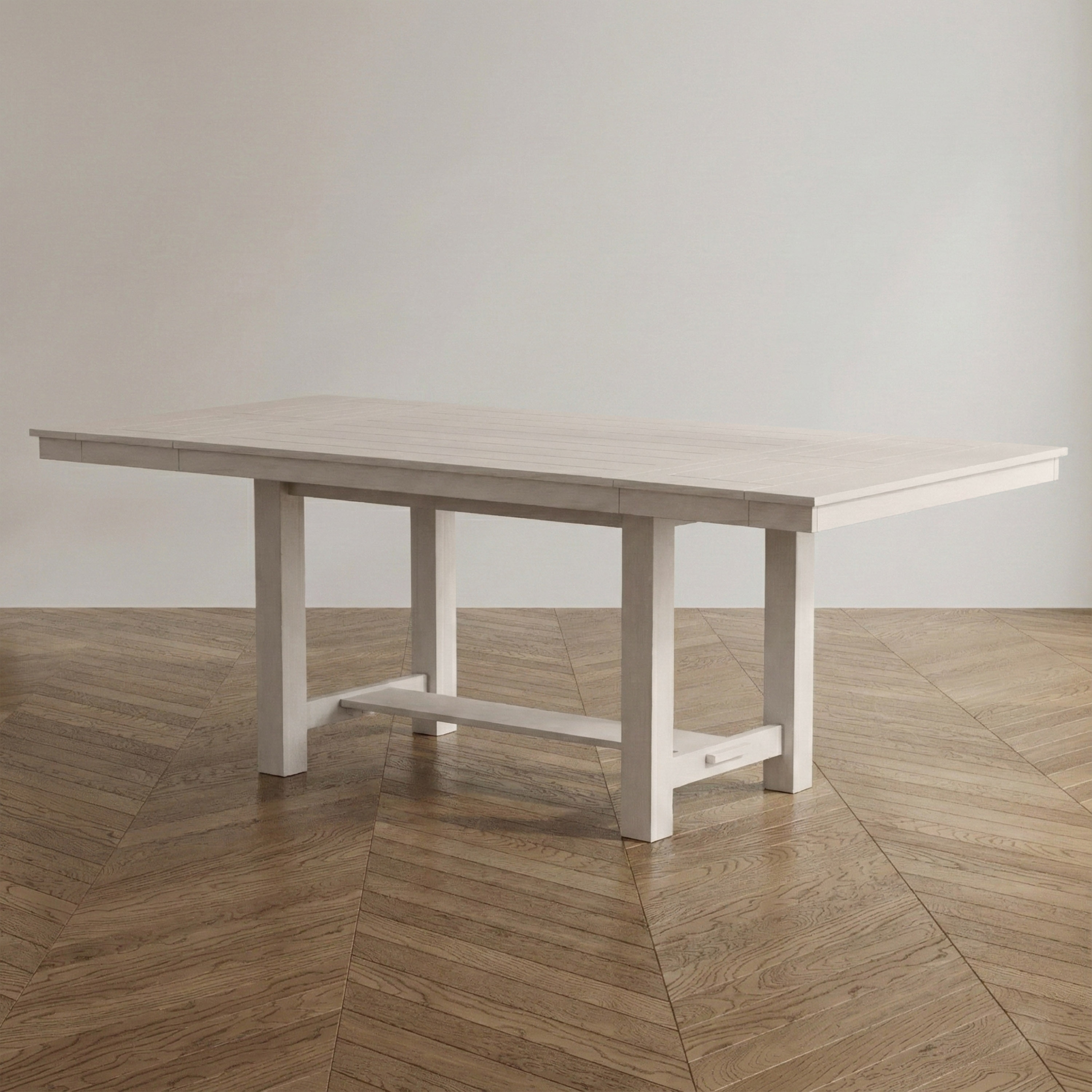 Furniture of America Hesnly Farmhouse Rustic White Oak Wood 84-inch Extendable Dining Table