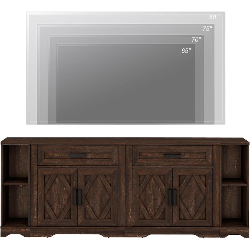 Farmhouse Entertainment Center with Storage Barn Door Cabinet for 50"-130" TVs