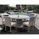 preview thumbnail 1 of 1, Florence 60 Inch Outdoor Patio Dining Table with 6 Armless Chairs