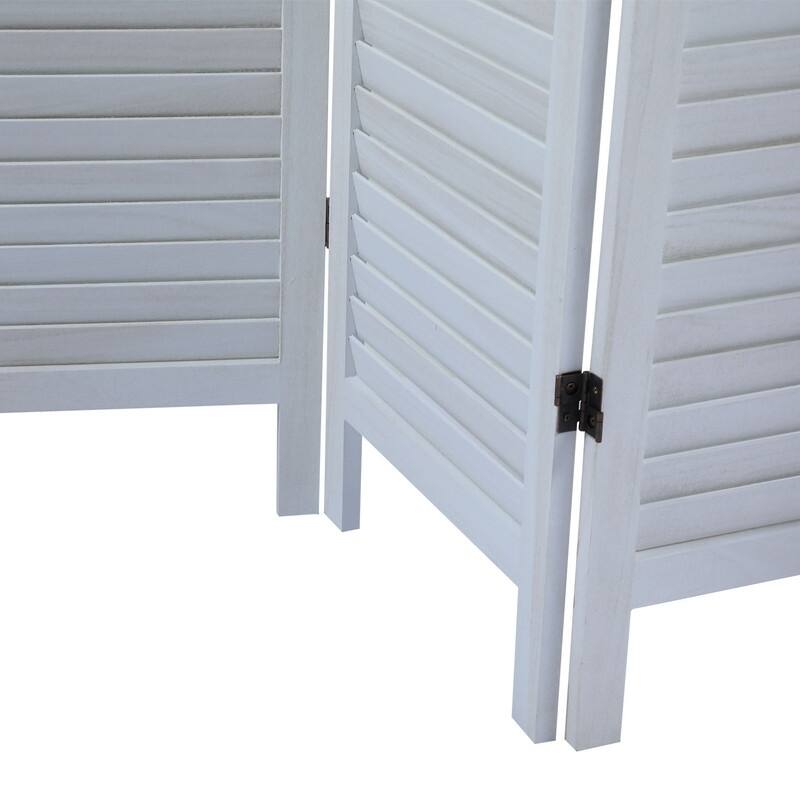 4-Panel White Louvered Room Divider Folding Partition Privacy Screens