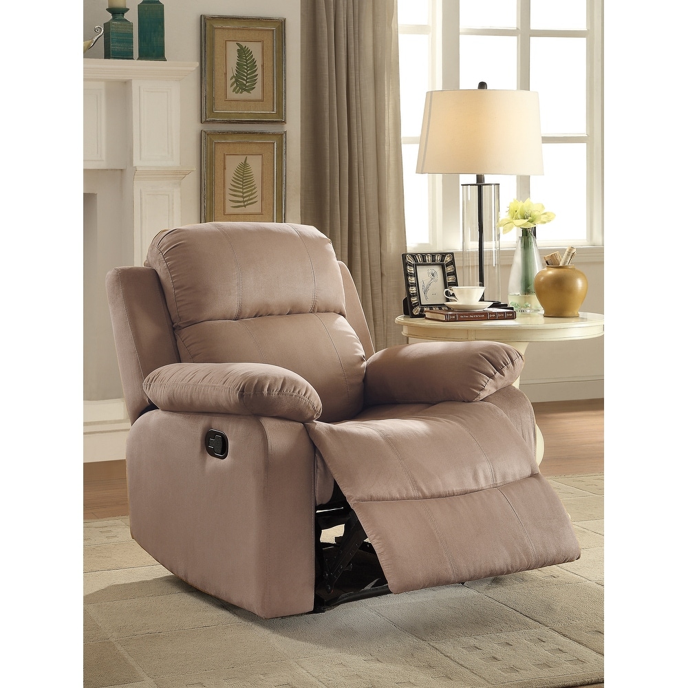 Chocolate Microfiber Vintage Motion Recliner with Tight Back & Seat Cushions  and Pillow Top Arm & Cup Holder - Bed Bath & Beyond - 38338360