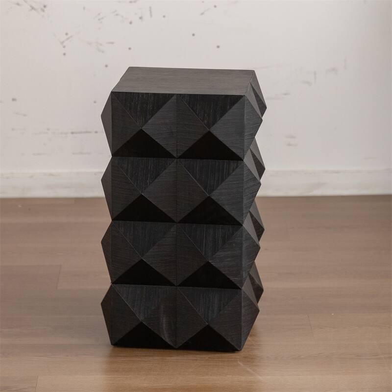 23.62" Wood Coffee Table with Embossed Pattern Design