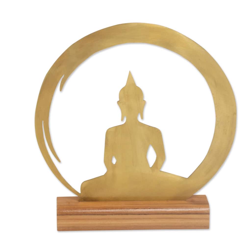 Novica Handmade Sitting Buddha Dome Brass Sculpture