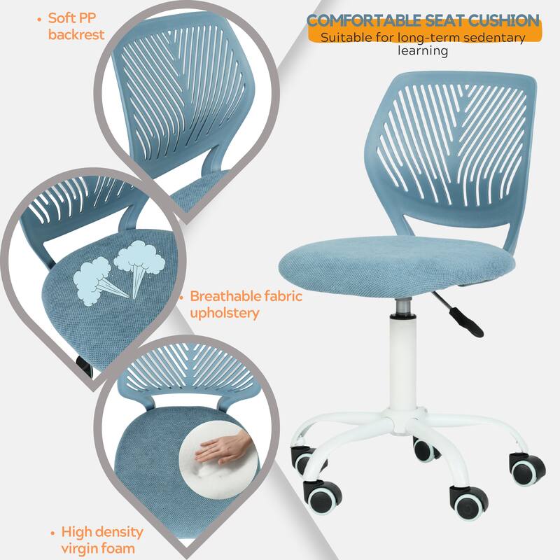 HomyLin Armless Swivel Kids Desk Chair with Mesh Padded Seating