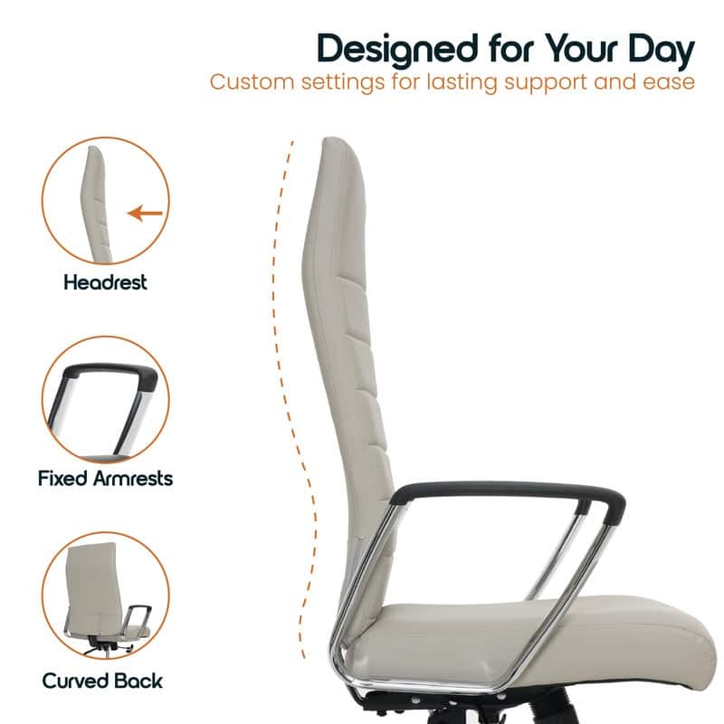 Hilton Modern High Back Ergonomic Leather Office Chair with Adjustable Height, Swivel, and Tilt for Conference or Executive Desk