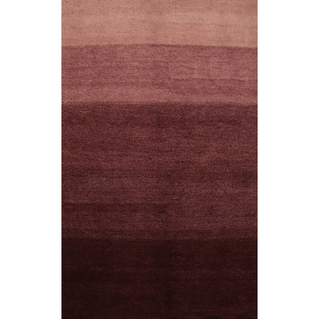 Hand Knotted Oriental 100% Wool Carpet Modern Stripe Multi-Colored Gabbeh Area Rug - 6' 5'' X 4' 6''