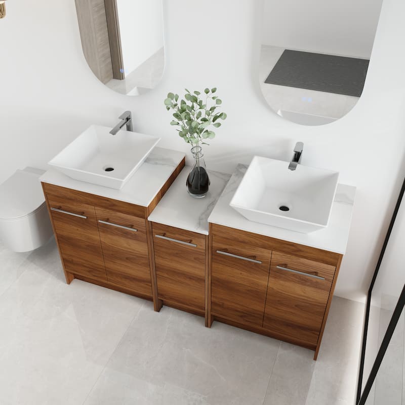 Malwee 24"/36"/48"/60" FreeStanding Bathroom Vanity, Floor Stand Bathroom Vanity with Ceramic Sink,Soft Close Door and Shelf