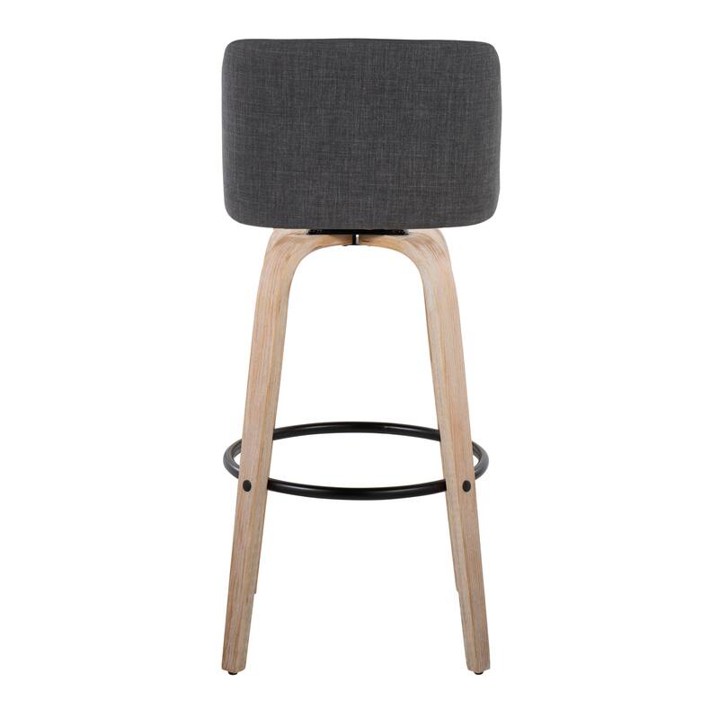 The Gray Barn Vallberga 30" Fixed-Height Bar Stool with White Washed Wood Base (Set of 2)