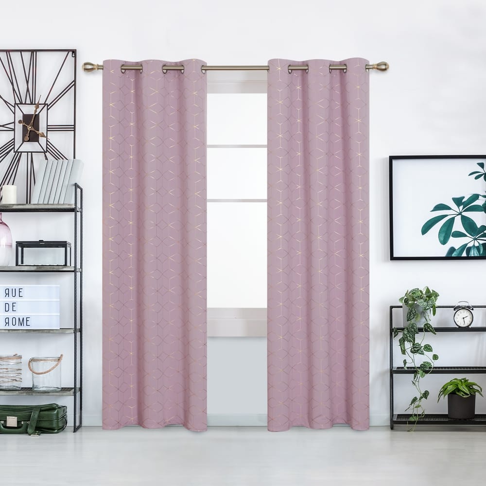 Deconovo Gold Diamond Curtains Panel Pair(2 Panel)