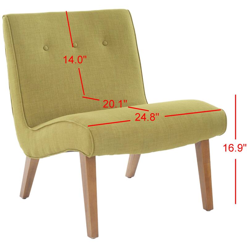 SAFAVIEH Mid-Century Mandell Green Chair With Buttons - 25.2" W x 29.9" L x 30.7" H