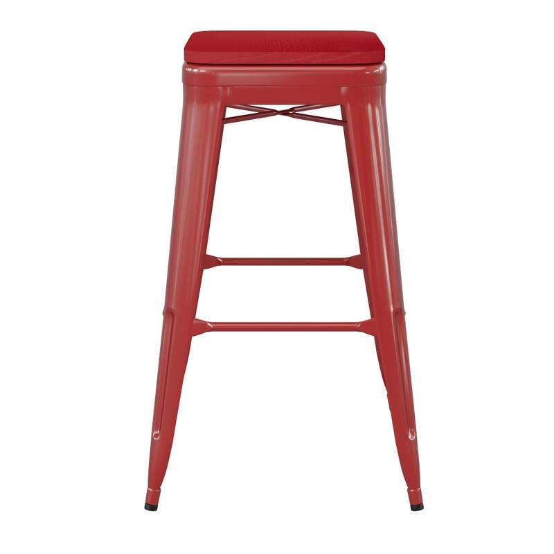 Indoor/Outdoor Backless Bar Stool with Poly Resin Seat