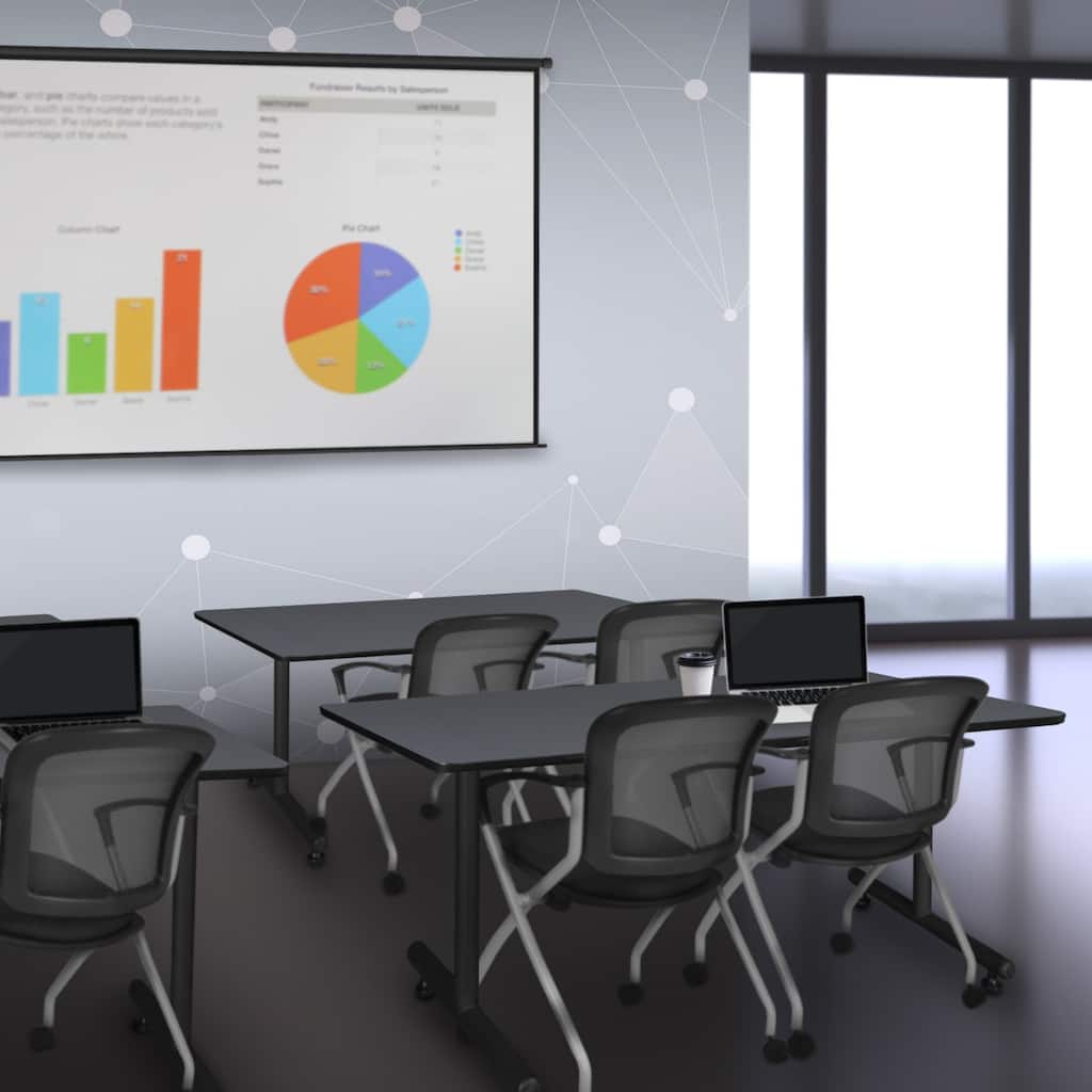 48" x 30" Training Table- Grey and 2 Nesting Chairs - 48 x 30 inches