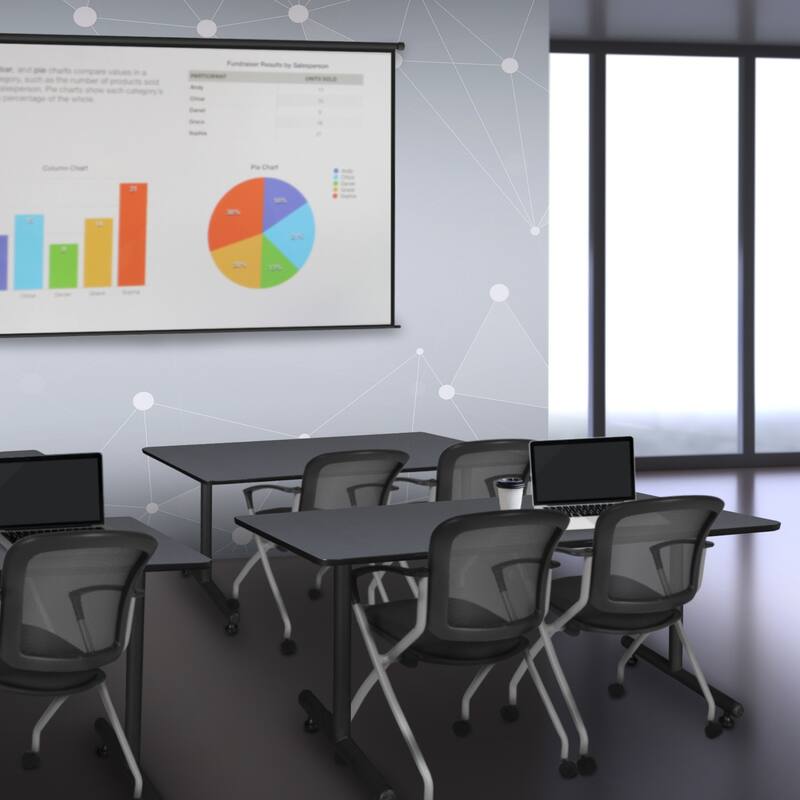 48" x 30" Training Table- Grey and 2 Nesting Chairs - 48 x 30 inches