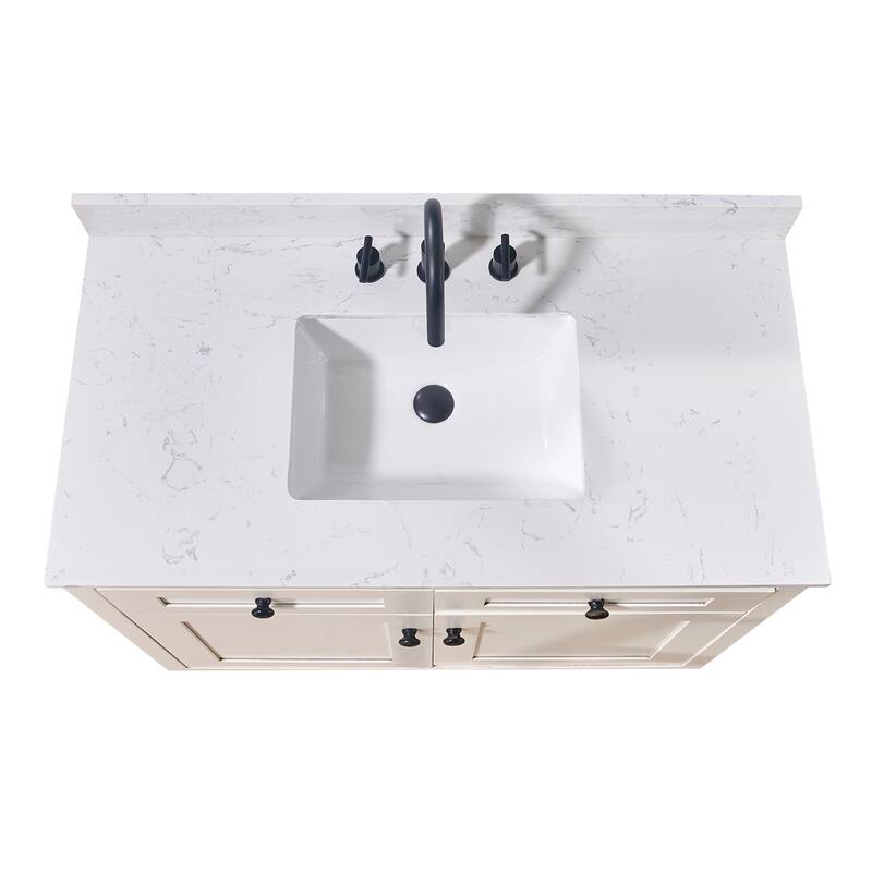 Altair Trento Bathroom Vanity Countertop in Aosta White Finish Without Vanity