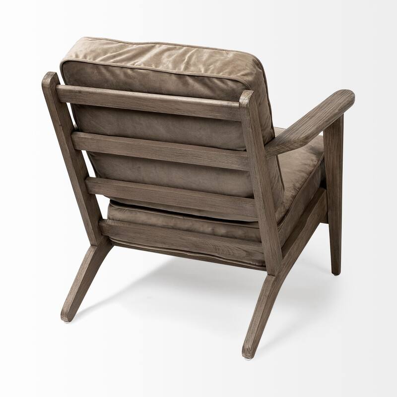 HomeRoots 31" Olive Green and Brown Velvet Lounge Chair - 31' X '32' X '28