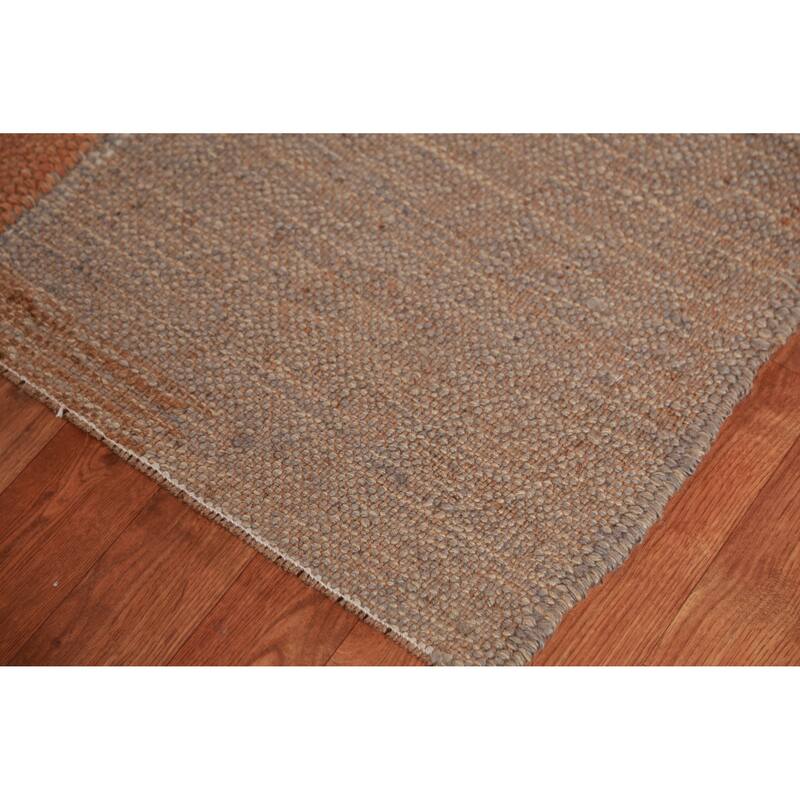 Hand Woven Oriental 100% Jute Carpet Southwestern Modern Brown Kilim Area Rug - 10' 4'' X 8' 2''