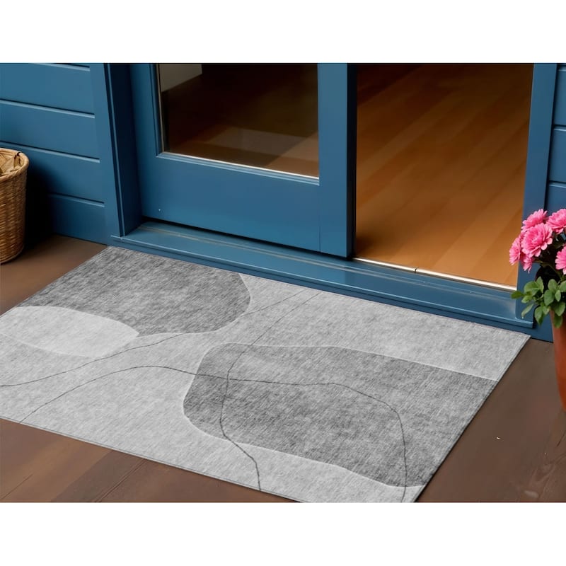 HomeRoots Abstract Transitional Rectangle Outdoor Rug - 3' x 5'