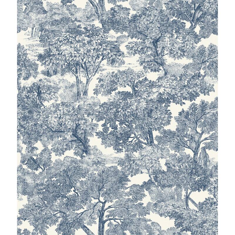 Chesapeake Spinney Blue Toile Wallpaper