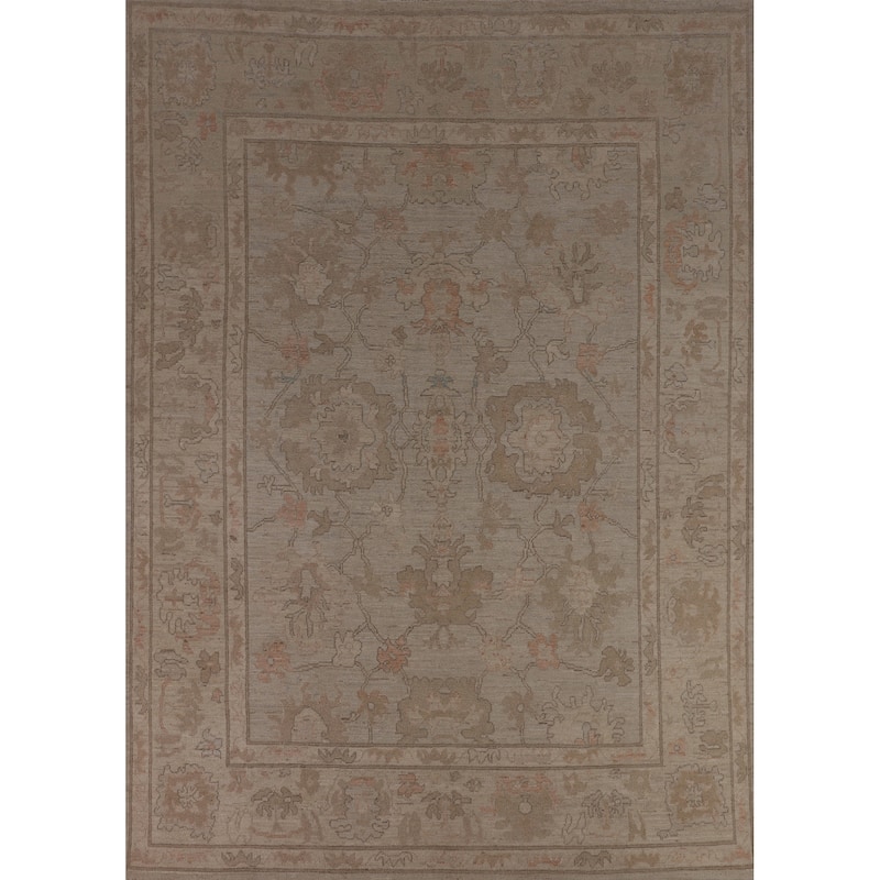 Floral Oriental Oushak Turkish Area Rug Hand-Knotted Wool Carpet - 7'9"x 10'3"