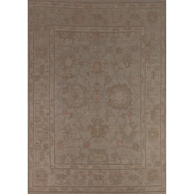 Floral Oriental Oushak Turkish Area Rug Hand-Knotted Wool Carpet - 7'9"x 10'3"