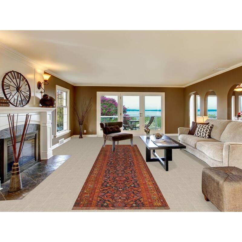 Hand Knotted Oriental 100% Wool Carpet Traditional Floral Navy Blue & Blues Malayer Runner Rug - 15' 8'' X 3' 7''