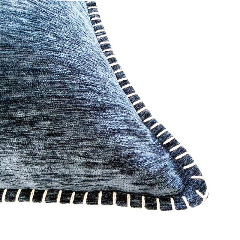 Textured Throw Pillow with Stitched Contrast Edge Set of 2