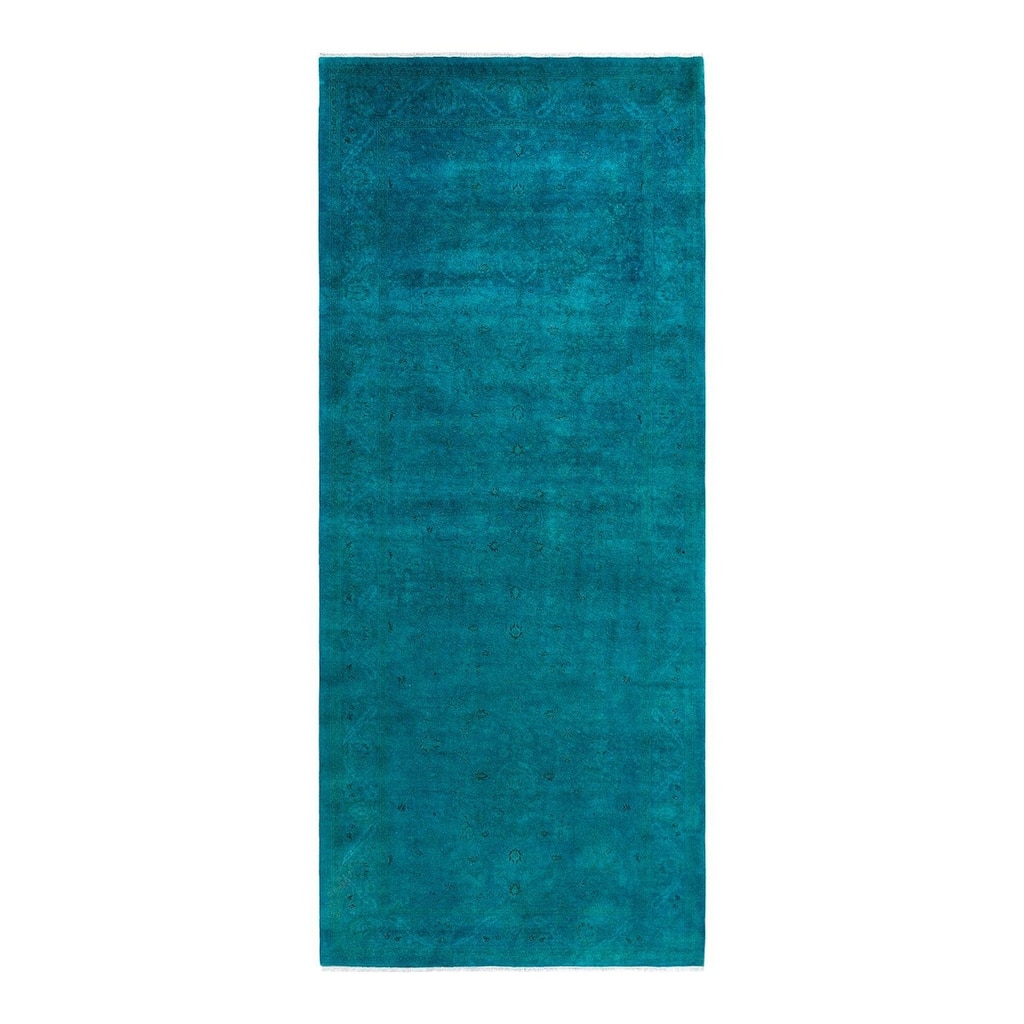 Contemporary Overdyed Wool Hand Knotted Area Rug - 5' 2" x 12' 7"