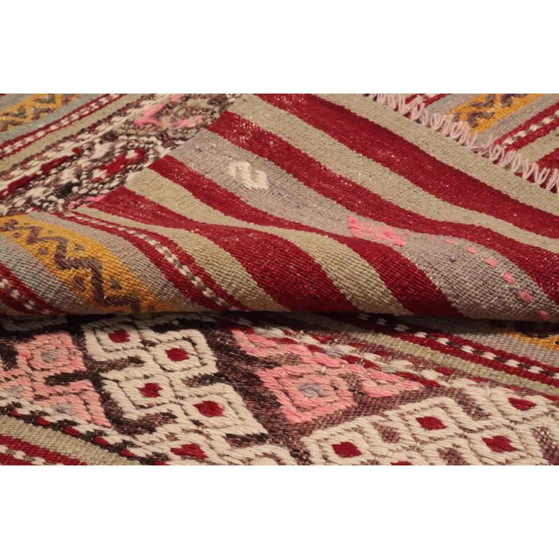 Hand Woven Oriental 100% Wool Carpet Southwestern Tribal Multi-Colored Kilim Area Rug - 8' 11'' X 5' 11''