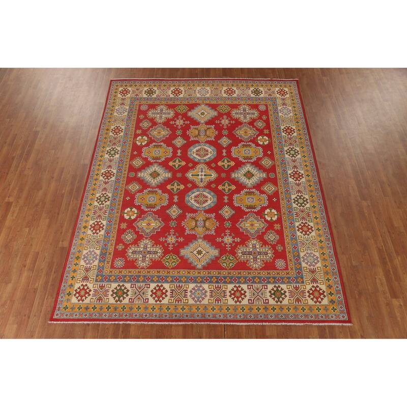 Geometric Kazak Oriental Area Rug Handmade Dining Room Wool Carpet - 8'1" x 10'3"