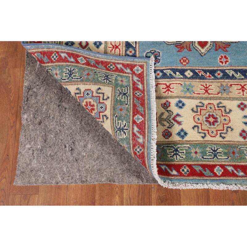 Light Blue Traditional Kazak Area Rug Handmade Wool Carpet - 6'8" x 9'6"