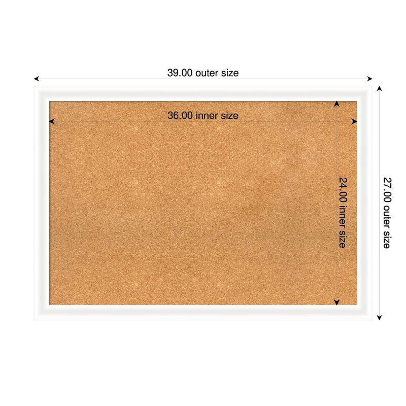 Oliver White Narrow Wood Framed Cork Board - Bulletin Board, Organization Board, Pin Board - Natural - 39 x 27 in