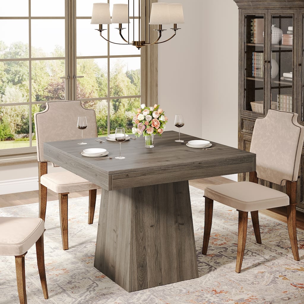 Square Dining Table for 4, 31.5-Inch Kitchen Table with Pedestal Base - 31.5"D x 31.5"W x 29.53"H