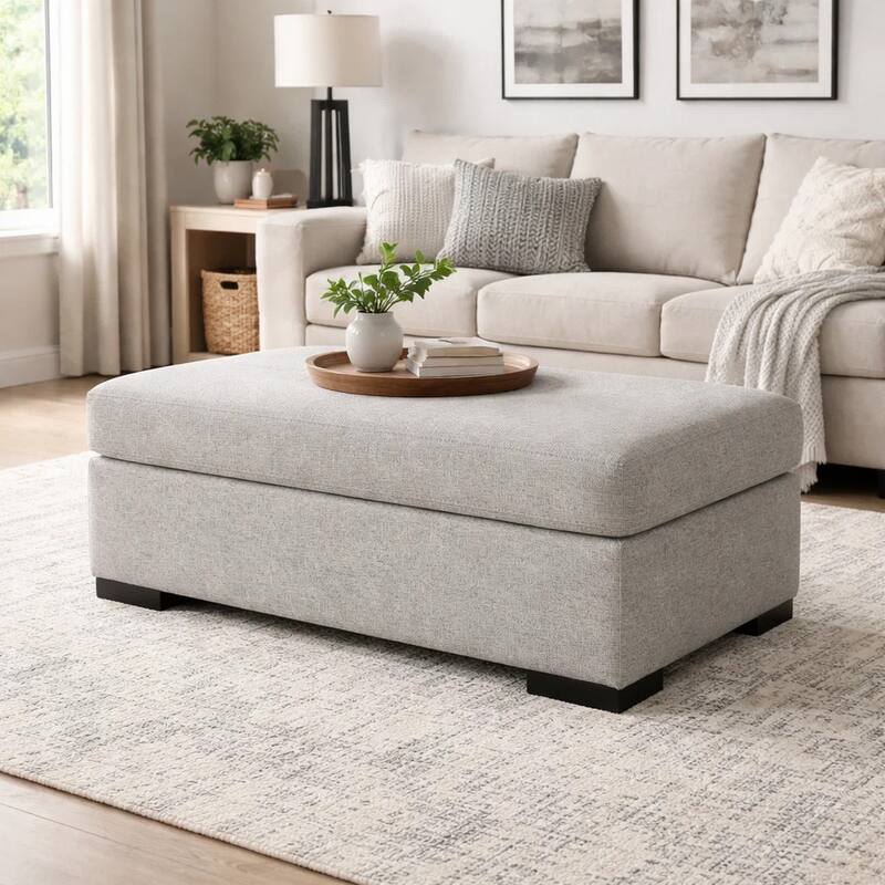 Marcy Ottoman, Low Profile Legs, Pewter Gray Next Gen Nuvella 44 Inch