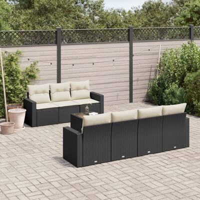 vidaXL Patio Sofa Set with Cushions Outdoor Furniture 8 Piece Poly Rattan - 21.7 x 21.7 x 14.6