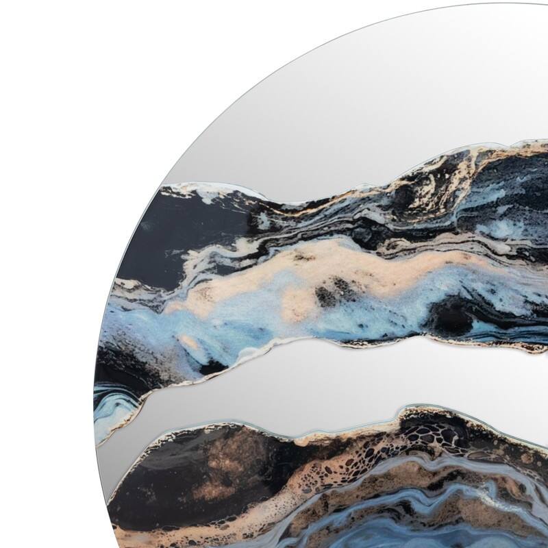 23.6"Artistic Marble Patterned Round Wall Mirror