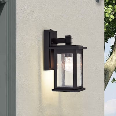 12"H Glass Outdoor Wall Lantern with Dusk to Dawn Sensor - 12.25"x6"x7.25"