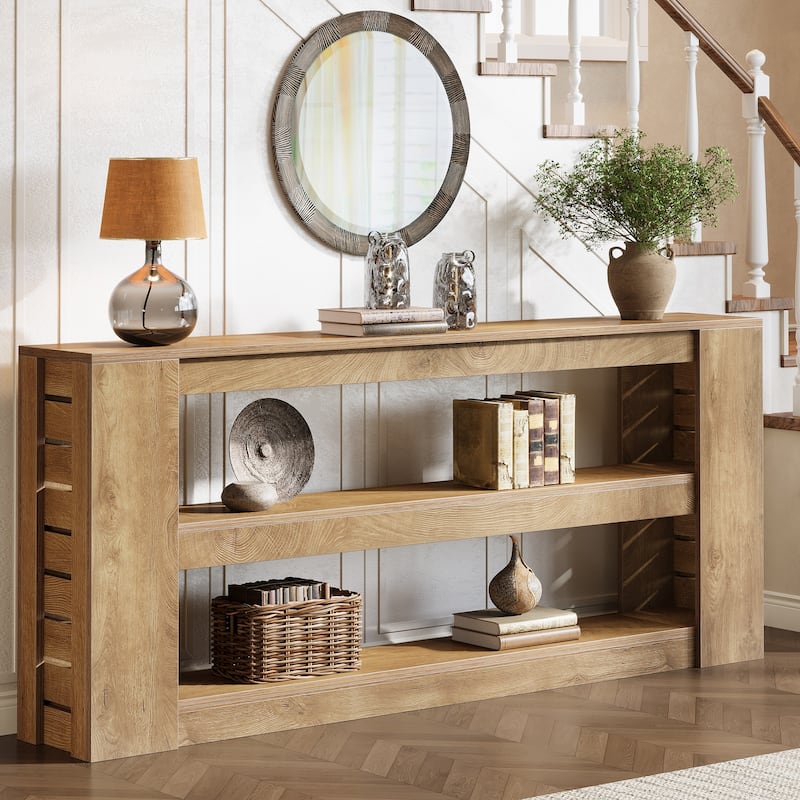71-Inch Extra Long Console Table with 3-Tier Shelves for Entryway, Living Room, Behind thd Couch