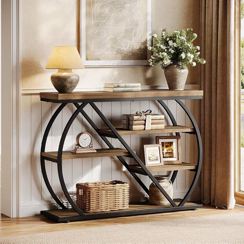 41.3" Console Table, 5-Tier Entryway Table with Storage Shelves, Hallway Console for Living Room, Foyer