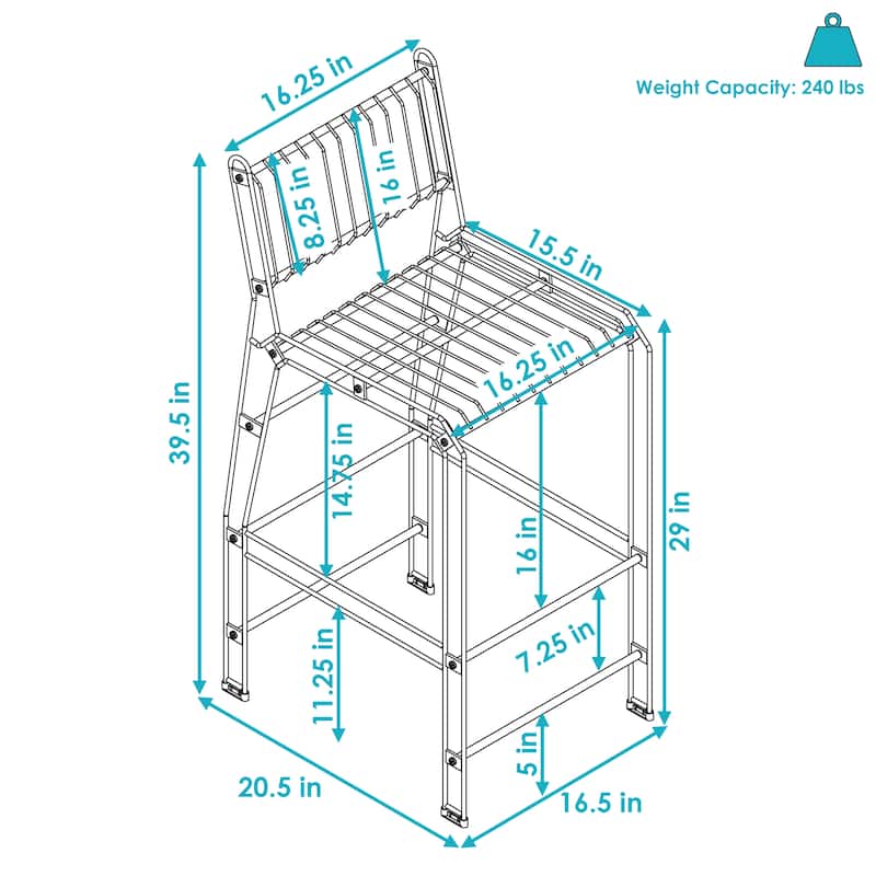Indoor/Outdoor Modern Metal Wire Bar Stool - Black