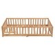 preview thumbnail 2 of 6, Simple Lodge Design Queen Size Platform Bed,Solid Pine Wood Bed Frame with Fence,Safety Guardrails with Door